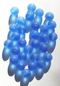 25 10mm Transparent Matte Light Sapphire Round Beads